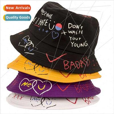 Peach heart double-sided fisherman hat female tide Japanese