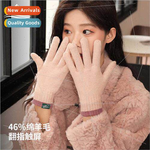 Autumn winter wool knted gloves women cycling windprocold wa