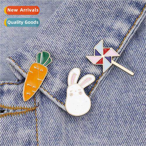 Japan Korea new brooch cartoon cute rabb carrot windmill wh