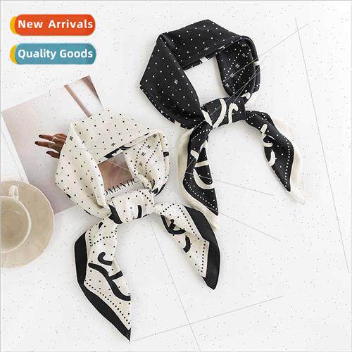 Fashion commuter black whe symbols small square scarf elegan