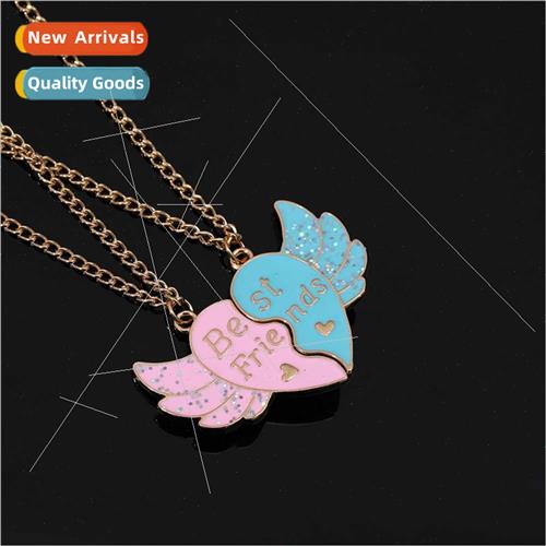 Best Friend Necklace Europe Fashion Oil Drip Heart Wings Mag