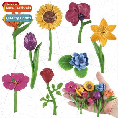 Flower Toys Plant Model Set Rose Tulip Sunflower Daffodil Co