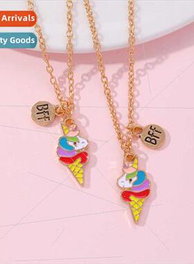New  Friends Necklace Ice Cream Unicorn BFF Kids Friendship
