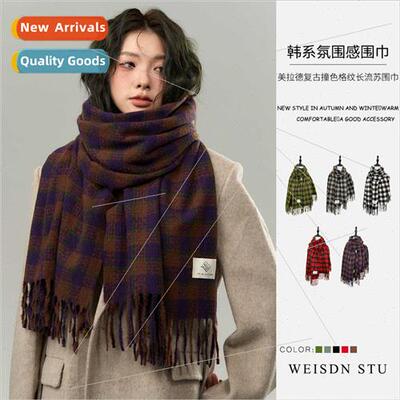 Retro Merad color system dark wind men women couple  scarf t