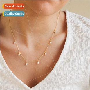 oval tassel pearl faux collarbon necklace che