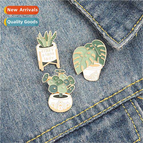 Cute cartoon potted plant brooch Tortoise Bamboo Cactus Aloe