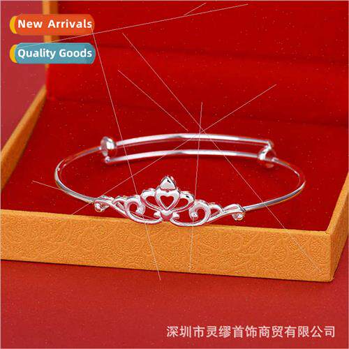 S999 silver-plated hollow crown bracelet ladies tide bracele