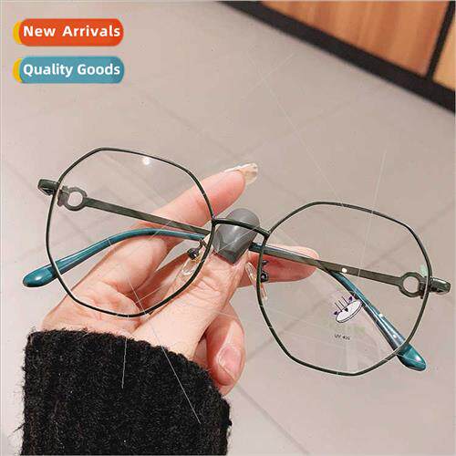 Multilateral square frame myopia glasses female can be equip