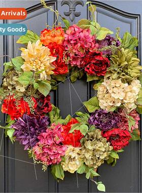 Spring summer simulation hydrangea front door wreath year-ro