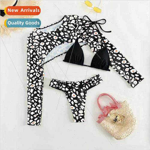 Womens Three Piece Bikini Europe New Long Sleeve Swimsu Wome