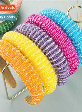 2021 spring new Europe retro baroque sponge hair band wide f