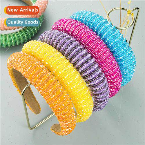 2021 spring new Europe retro baroque sponge hair band wide f