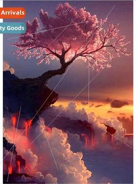 New flower e on cliff landscape diamond painting modern livi