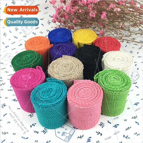 Width 6cm solid color linen roll 2m/roll coarse linen jute f