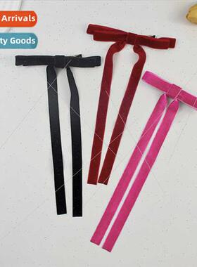 Sweet cool girls velvet bow ribbon hair clips ribbon braided