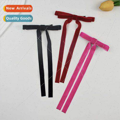 Sweet cool girls velvet bow ribbon hair clips ribbon braided