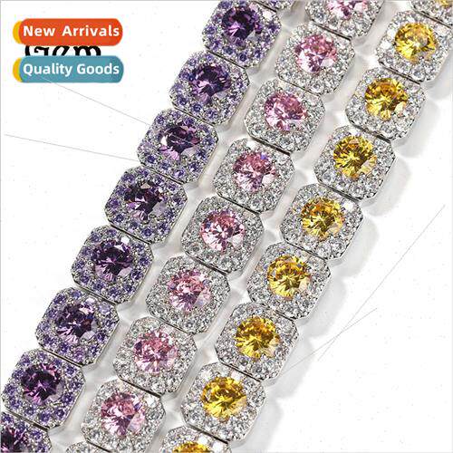 Hip Hop Bracelet Copper with Zirconia Colorful 12MM Ice Cand