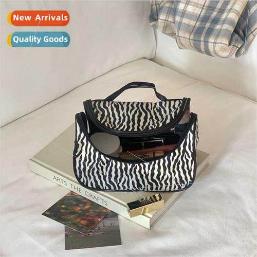 Korea ins retro zebra print cosmetic bag large capacy portab