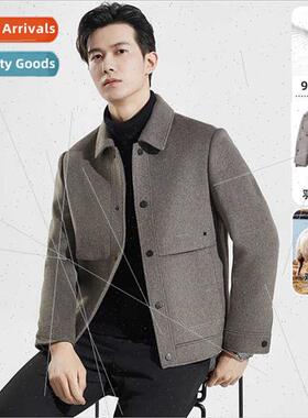 2023 new double-sided tweed wool jacket removable duck down