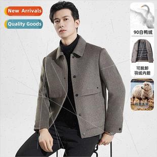 sided tweed duck new down removable double jacket 2023 wool