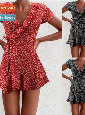 Europe Uned States summer dress V-neck ruffled onePCS strapp