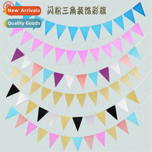 New glter triangle pull flag festival party decoration suppl