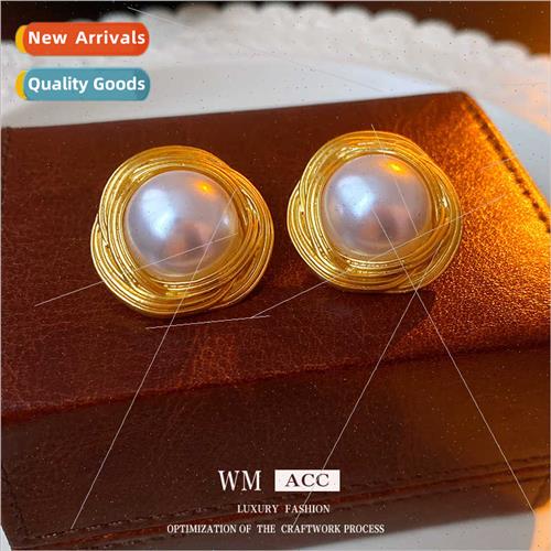 Vintage lver Needle French Court Pearl Earrings Jewelry