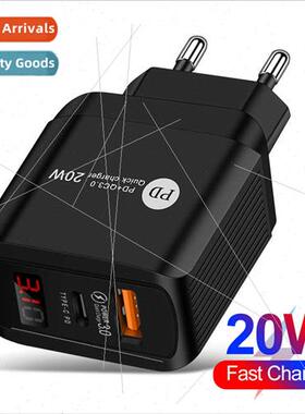 20WPD + QC digital display fast charger dual-port display 适