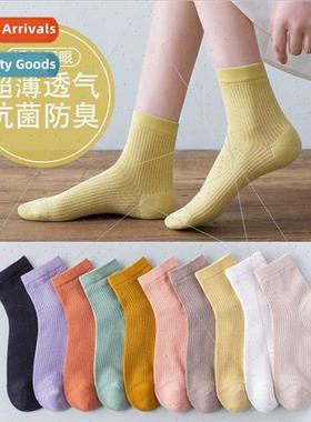 Socks female summer thin nd spring autumn mid-calf anti-odor