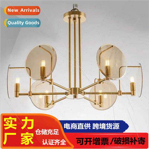 modern glass chandelier new full copper crystal lamp simple