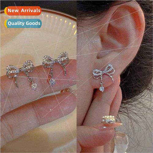 Bow tie zirconia earrings simple hundred sense earrings fema