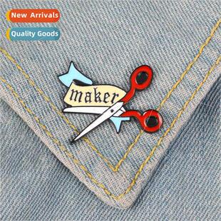 Brooch maker scissors tailor oil drop alloy brooch creative