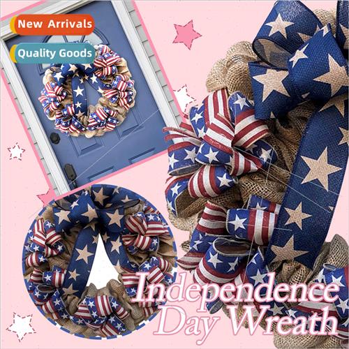 2022 U.S.  Day Independence Day Wreath 30CM Door Hanging Hom