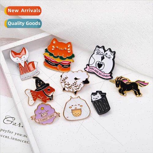 Alloy animal series brooch cute cartoon cat metal badge new