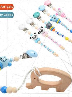 Pacifier drop chain Teether rope Wooden Bear Cartoon Panda C