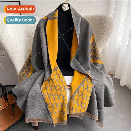 2022 fall winter  simple D letters imation cashmere scarf fe