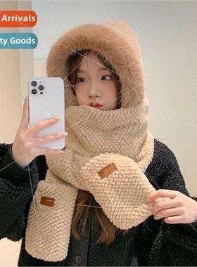 Winter warm hat female scarf gloves threePCS fall winter pad