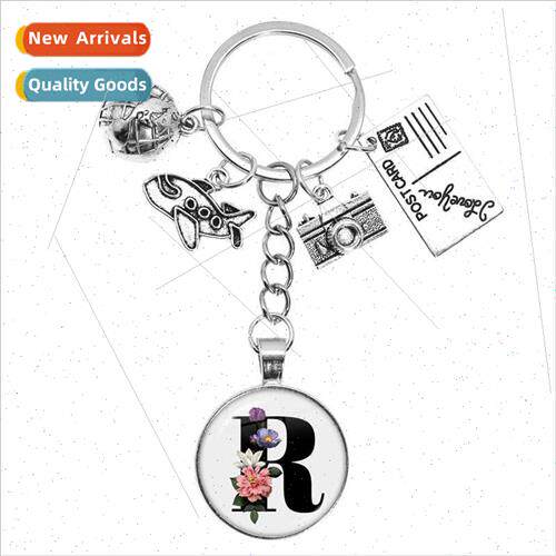 Earth Envelope Airplane Keychain A-Z Letter Creative Pendant