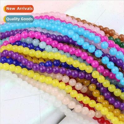 diy hairpin material 8mm jade baking color beads glass beads