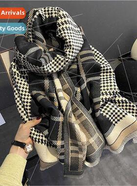 Korean ThousBird Grid fashion imation cashmere scarf female