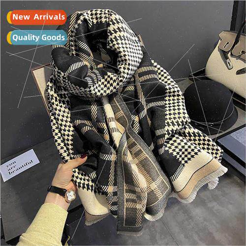 Korean ThousBird Grid fashion imation cashmere scarf female