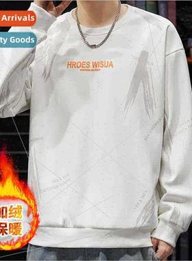 Men round neck sweater fall winter  loose tide whin bottomin