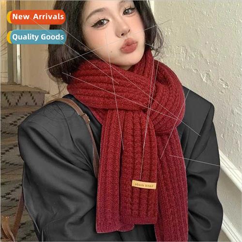 Red wool scarf female winter senior sense 2023 new warm hund