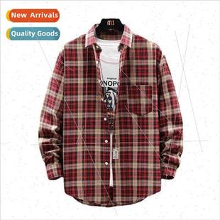 plaid shirt Autumn loose sleeved Japanese long Spring men