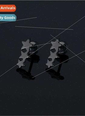 Korea tanium steel rows five-pointed star earrings nd screw