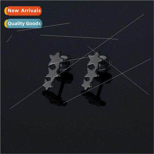 Korea tanium steel rows five-pointed star earrings nd screw