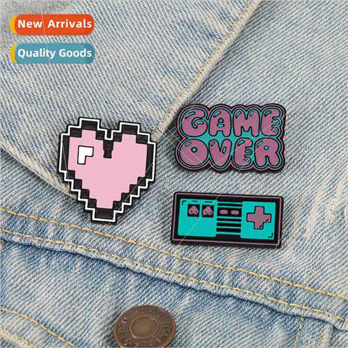 Creative digal vintage mosaic badge game over magnetic tape