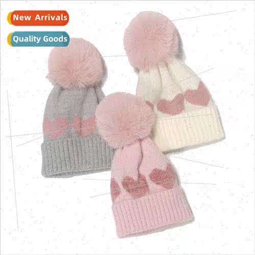 New winter baby hat love knted hat girls newborn baby wool c