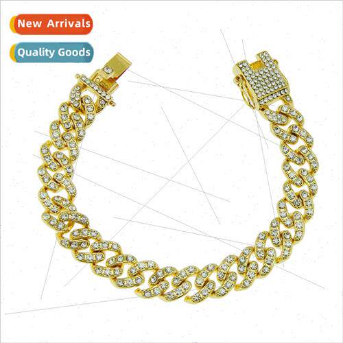 Europe Hip Hop Men Full Diamond Cuban Bracelet Jewelry che F
