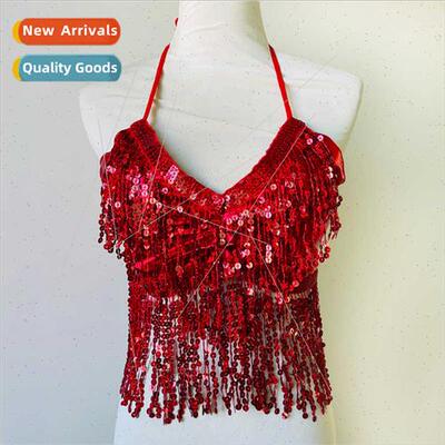 Halloween Europe sequins permance tops Belly dance sequins b